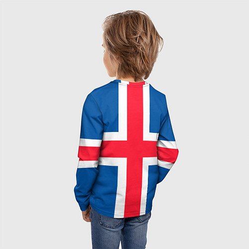 Детский лонгслив Флаг и Герб Исландии / 3D-принт – фото 4