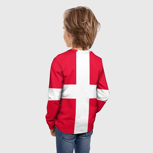 Детский лонгслив Дания Флаг Дании / 3D-принт – фото 4