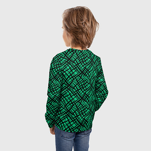 Детский лонгслив Абстрактный зелено-черный узор / 3D-принт – фото 4