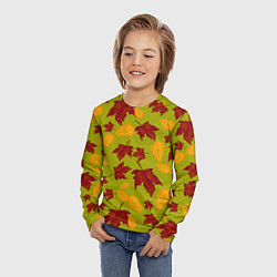 Лонгслив детский Осенние листья клён и дуб, цвет: 3D-принт — фото 2