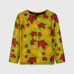 Лонгслив детский Осенние листья клён и дуб, цвет: 3D-принт