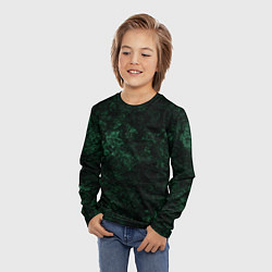 Лонгслив детский Темно-зеленый мраморный узор, цвет: 3D-принт — фото 2