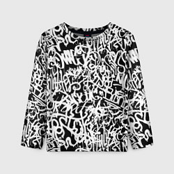 Детский лонгслив Graffiti white on black