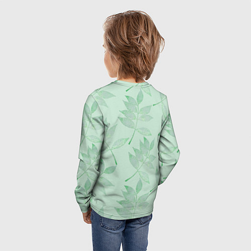 Детский лонгслив Зеленые листья / 3D-принт – фото 4