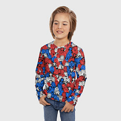 Лонгслив детский Бело-сине-красные матрёшки, цвет: 3D-принт — фото 2