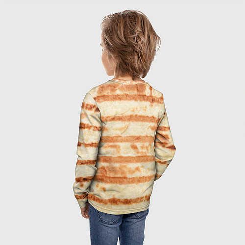 Детский лонгслив ЛАВАШ ТОНКИЙ ПЛОСКИЙ ХЛЕБ / 3D-принт – фото 4