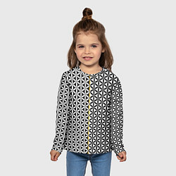 Лонгслив детский Цветок Жизни чёрно-белый, цвет: 3D-принт — фото 2