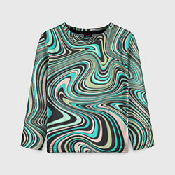 Лонгслив детский Розово-зелёные разводы на воде паттерн, цвет: 3D-принт