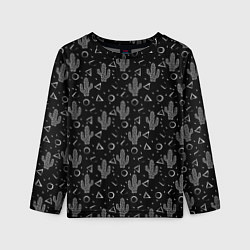 Детский лонгслив Черно белые кактусы