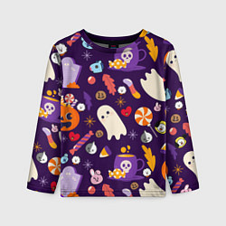 Лонгслив детский HALLOWEEN BTS BT21 PATTERN БТ21 БТС ХЕЛЛОУИН, цвет: 3D-принт