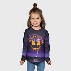 Лонгслив детский ХЕЛЛОУИН НОЧЬ HALLOWEEN NIGHT MARSHMELLO, цвет: 3D-принт — фото 2