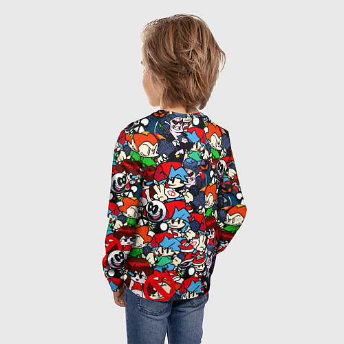 Детский лонгслив FRIDAY NIGHT FUNKIN ВСЕ ПЕРСОНАЖИ / 3D-принт – фото 4