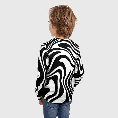 Детский лонгслив Черно-белые полосы Black and white stripes / 3D-принт – фото 4