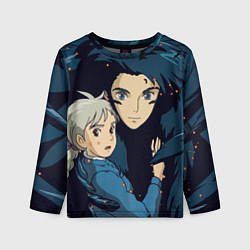 Лонгслив детский Ходячий замок Софи и Хаул летят, цвет: 3D-принт