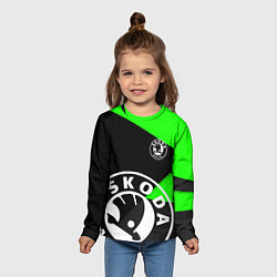 Лонгслив детский SKODA GEOMETRY SPORT GREEN, цвет: 3D-принт — фото 2