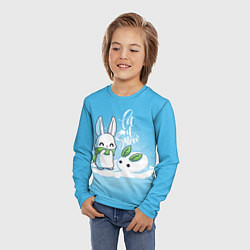 Лонгслив детский Let it snow Зайчик и снежок, цвет: 3D-принт — фото 2
