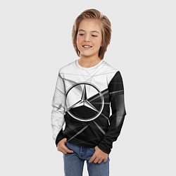 Лонгслив детский MERCEDES-BENZ МЕРСЕДЕС-БЕНЗ BLACK AND WHITE, цвет: 3D-принт — фото 2