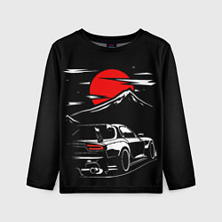 Лонгслив детский MAZDA RX 7 Мазда при свете красной луны, цвет: 3D-принт