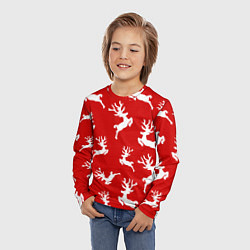Лонгслив детский НОВОГОДНИЕ ОЛЕНИ УЗОР, цвет: 3D-принт — фото 2