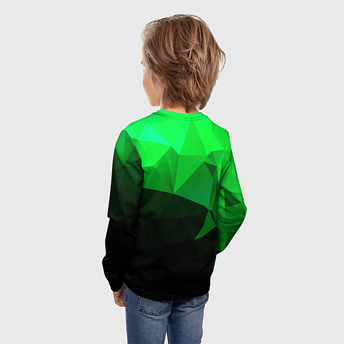 Детский лонгслив Изумрудный Зеленый Геометрия / 3D-принт – фото 4