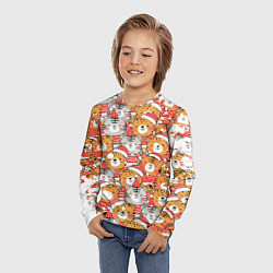 Лонгслив детский НОВОГОДНИЕ ТИГРЫ ПАТТЕРН 2022, цвет: 3D-принт — фото 2