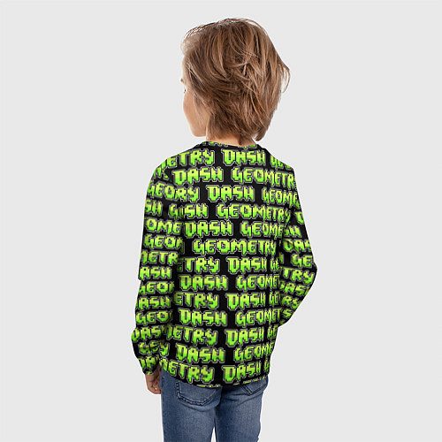 Детский лонгслив Geometry Dash: Green Pattern Logo / 3D-принт – фото 4