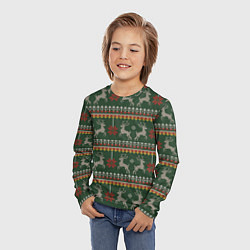 Лонгслив детский Новогодний свитер c оленями 1, цвет: 3D-принт — фото 2