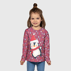 Лонгслив детский Пингвин в звездах, цвет: 3D-принт — фото 2