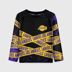 Лонгслив детский LAKERS LOGO БРЫЗГИ КРАСОК, цвет: 3D-принт