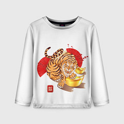 Лонгслив детский Золотой тигр 2022 Tigr, цвет: 3D-принт
