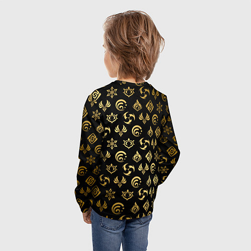 Детский лонгслив GOLDEN GENSHIN IMPACT PATTERN ЗОЛОТО ГЕНШИН ИМПАКТ / 3D-принт – фото 4