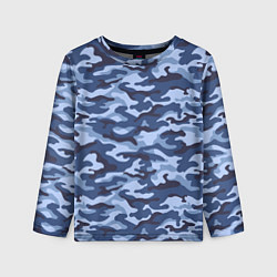 Лонгслив детский Синий Камуфляж Camouflage, цвет: 3D-принт