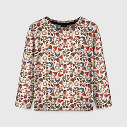 Детский лонгслив Россия паттерн светлый