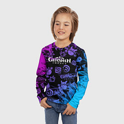 Лонгслив детский Геншин Импакт пламя, цвет: 3D-принт — фото 2