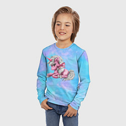 Лонгслив детский Единорог с белой гривой, цвет: 3D-принт — фото 2