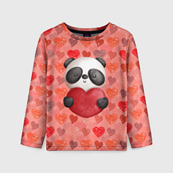 Лонгслив детский Панда с сердечком день влюбленных, цвет: 3D-принт