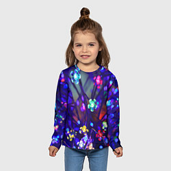 Лонгслив детский Новогодние Яркие Цветы, цвет: 3D-принт — фото 2