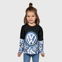 Лонгслив детский Volkswagen Большое лого паттерн, цвет: 3D-принт — фото 2