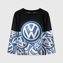 Лонгслив детский Volkswagen Большое лого паттерн, цвет: 3D-принт