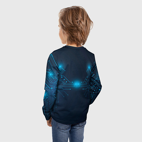 Детский лонгслив Cyberpunk Неоновая микросхема / 3D-принт – фото 4