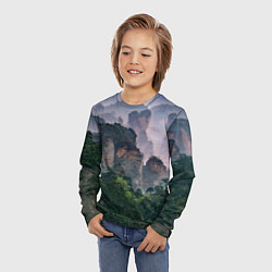 Лонгслив детский Горы лес каньон, цвет: 3D-принт — фото 2