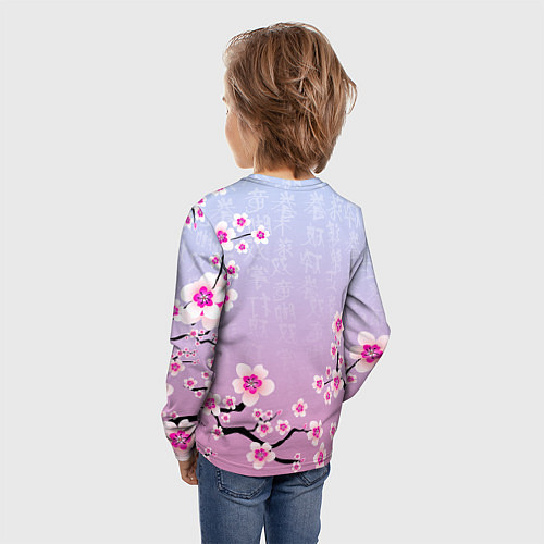 Детский лонгслив ASTRO ЦВЕТЫ САКУРЫ / 3D-принт – фото 4