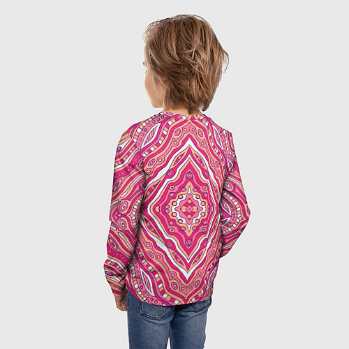Детский лонгслив Абстракция Узор розового цвета / 3D-принт – фото 4