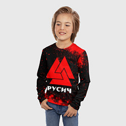 Лонгслив детский РУСИЧ - ВАЛЬКНУТ Краска, цвет: 3D-принт — фото 2