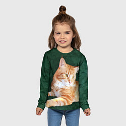 Лонгслив детский Мейн кун рыжий кот, цвет: 3D-принт — фото 2