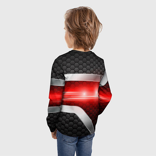 Детский лонгслив Muscle Красная классика авто / 3D-принт – фото 4