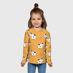 Лонгслив детский Веселые коровки с ведрами молока, цвет: 3D-принт — фото 2
