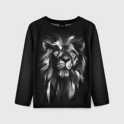 Лонгслив детский Голова льва в черно-белом изображении, цвет: 3D-принт