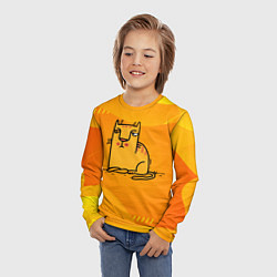 Лонгслив детский Рисованный желтый кот, цвет: 3D-принт — фото 2