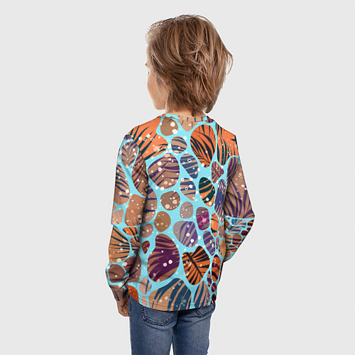 Детский лонгслив Разноцветные камушки, цветной песок, пальмовые лис / 3D-принт – фото 4